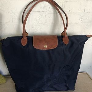 Longchamp tote, large size, navy, leather